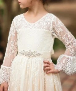 TRISH SCULLY AINSLEY DRESS & BELT SET IVORY GIRLS