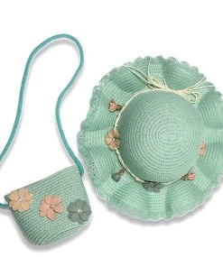 TRISH SCULLY DAISY HAT & PURSE SET BLUE