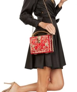 TRISH SCULLY HOME RED ACRYLIC JEWELED PURSE WOMEN