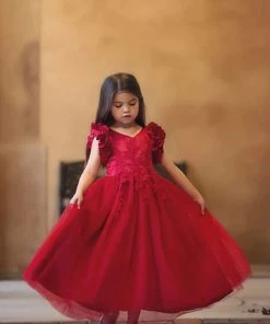 TRISH SCULLY GIRLS BIANCA GOWN CRIMSON 9 TRISH SCULLY GIRLS BIANCA GOWN CRIMSON