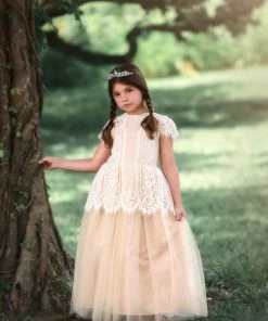 TRISH SCULLY HOME GIRLS GWENDOLYN GOWN-WHITE/NATURAL