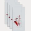 TRISH SCULLY CARDINAL EMBROIDERED LINEN NAPKIN, SET OF 4