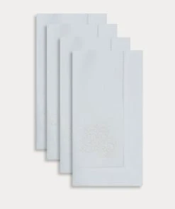 TRISH SCULLY HOME ITALIAN LINEN FLORAL EMBROIDERED NAPKINS, SET OF 4