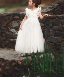 TRISH SCULLY GIRLS BIANCA GOWN WHITE