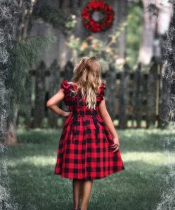 TRISH SCULLY BIANCA DRESS RED & BLACK BUFFALO CHECK SALE