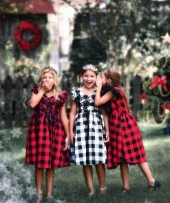 TRISH SCULLY BIANCA DRESS BLACK AND WHITE BUFFALO CHECK Spring/Summer 2022