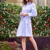 TRISH SCULLY DAPHNE BUTTON FRONT SHIRT DRESS BLUE