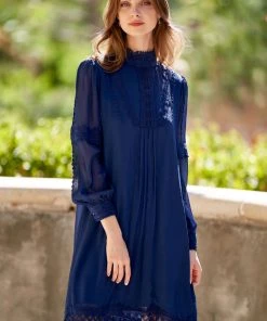 TRISH SCULLY HOME THEODORA SHIFT DRESS NAVY BLUE