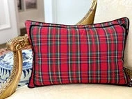 TRISH SCULLY ROYAL STEWART TARTAN BOLSTER PILLOW HOME