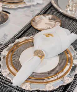 TRISH SCULLY HOME ITALIAN LINEN BEE EMBROIDERED NAPKIN SET OF 4