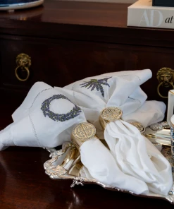TRISH SCULLY HOME Mother's Day Gift Guide ITALIAN LINEN LAVENDER EMBROIDERY NAPKINS, SET OF 4