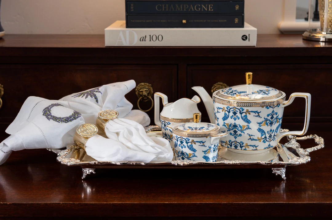 TRISH SCULLY HOME CORINNE 3PC. BONE CHINA TEA SERVICE 10 TRISH SCULLY HOME CORINNE 3PC. BONE CHINA TEA SERVICE