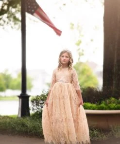 TRISH SCULLY HOME BELLA RAFAELA GOWN & BELT SET CHAMPAGNE GIRLS