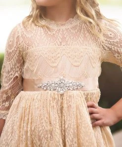 TRISH SCULLY HOME BELLA RAFAELA GOWN & BELT SET CHAMPAGNE GIRLS 6 TRISH SCULLY HOME BELLA RAFAELA GOWN & BELT SET CHAMPAGNE GIRLS