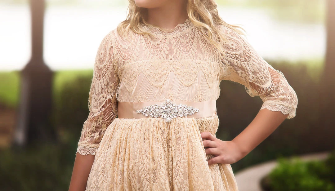 TRISH SCULLY HOME BELLA RAFAELA GOWN & BELT SET CHAMPAGNE GIRLS 4 TRISH SCULLY HOME BELLA RAFAELA GOWN & BELT SET CHAMPAGNE GIRLS