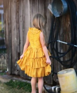 TRISH SCULLY GIRLS JOELLE DRESS MUSTARD