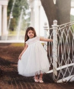 TRISH SCULLY GIRLS ALLESSANDRA DRESS WHITE