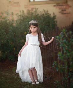 TRISH SCULLY GIRLS AINSLEY DRESS & BELT SET WHITE